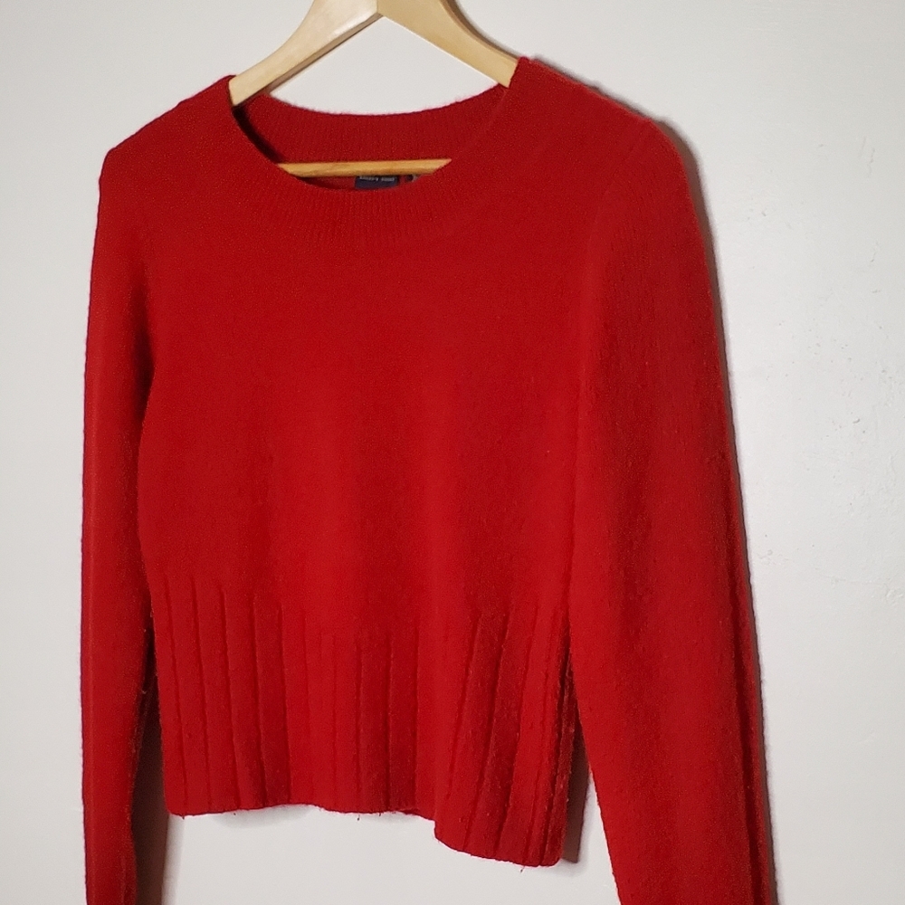 Basic Red Rounded Neck Long Sleeve Sweater - Picture 6 of 10